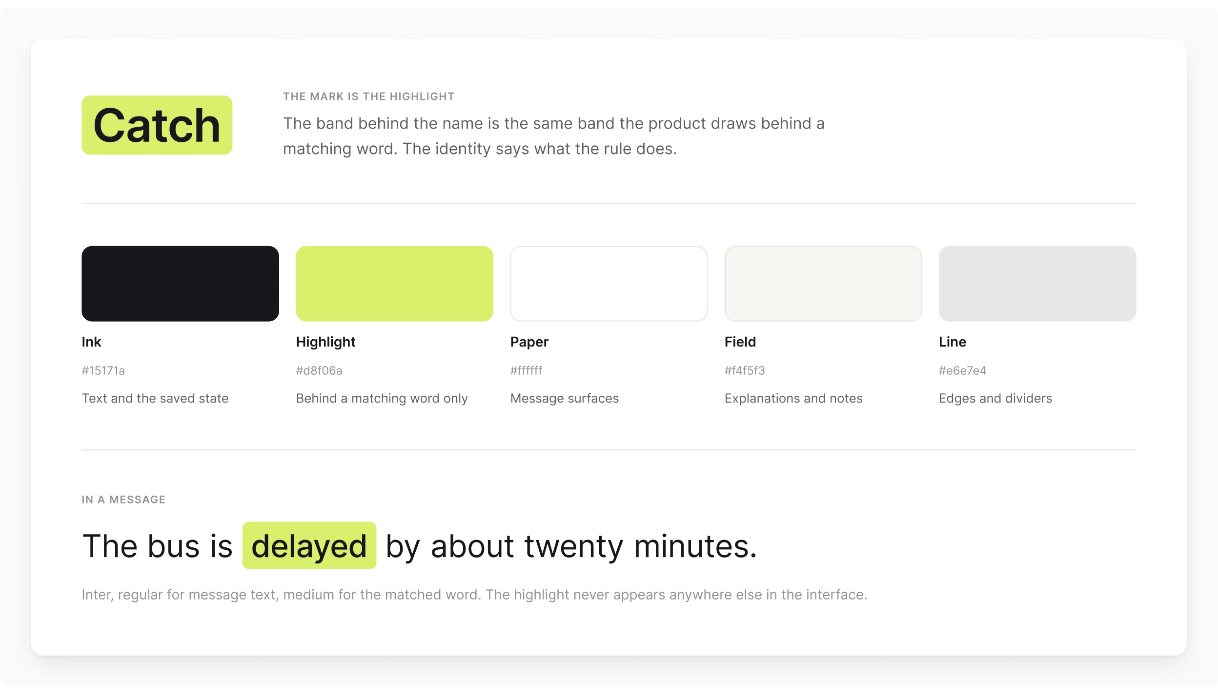 The highlight behind a matched word, carried through the interface