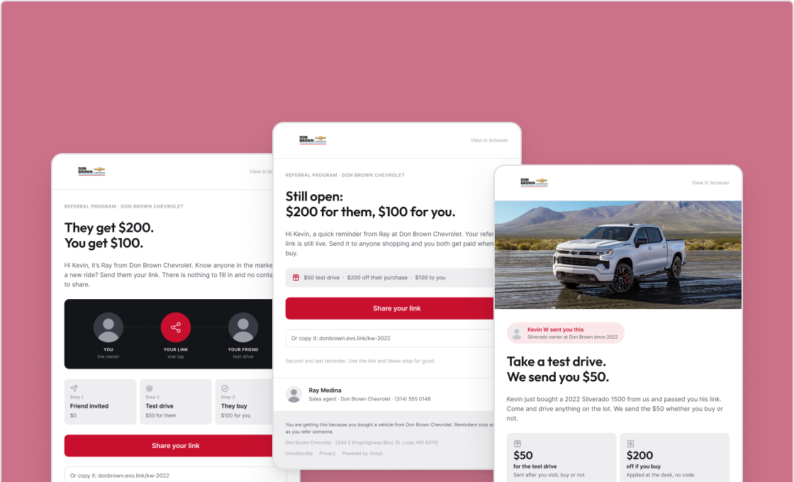 Referral emails and a reward voucher